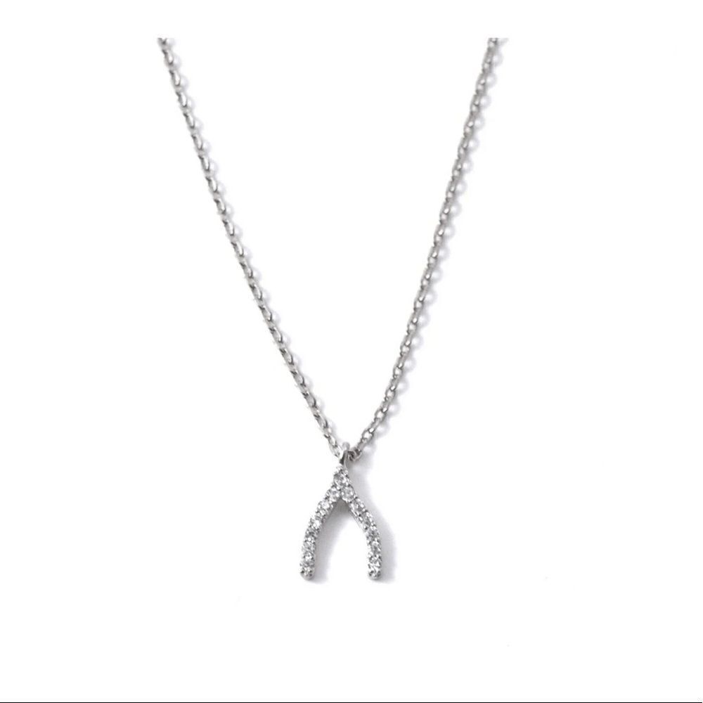 2/$30 WISHBONE Silver diamond diamante rhinestone Necklace